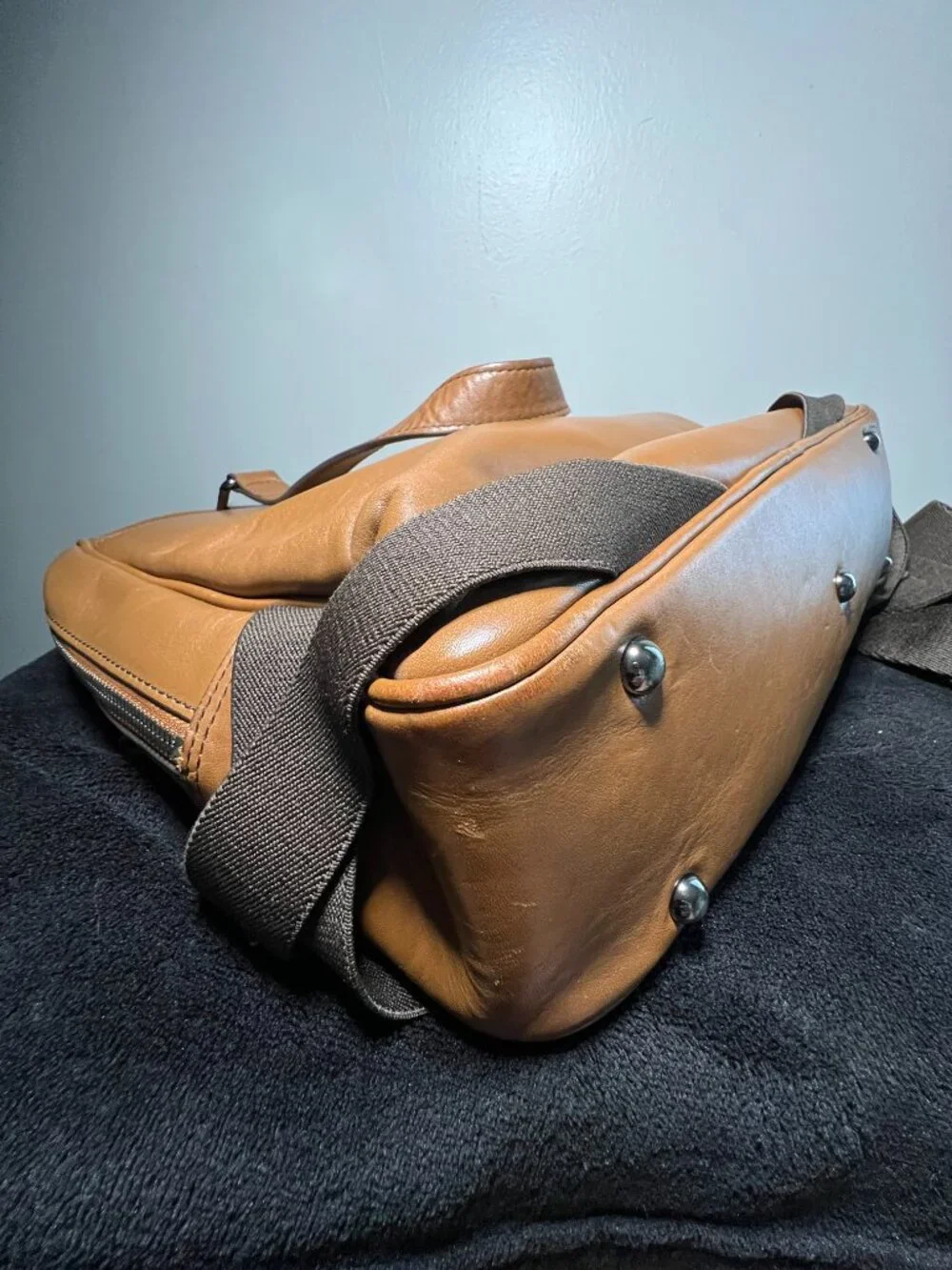 Authentic MCM Cognac Leather Business Backpack Laptop Travel Bag EUC